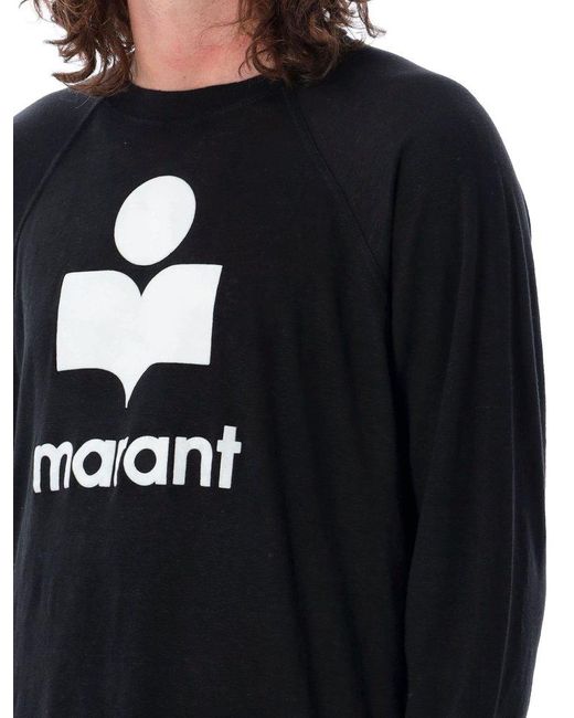 Isabel Marant Black Kieffer Long Sleeve Logo Tee-shirt for men