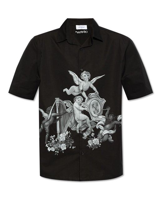 Off-White c/o Virgil Abloh Black Graphic Printed Button-Up Shirt for men