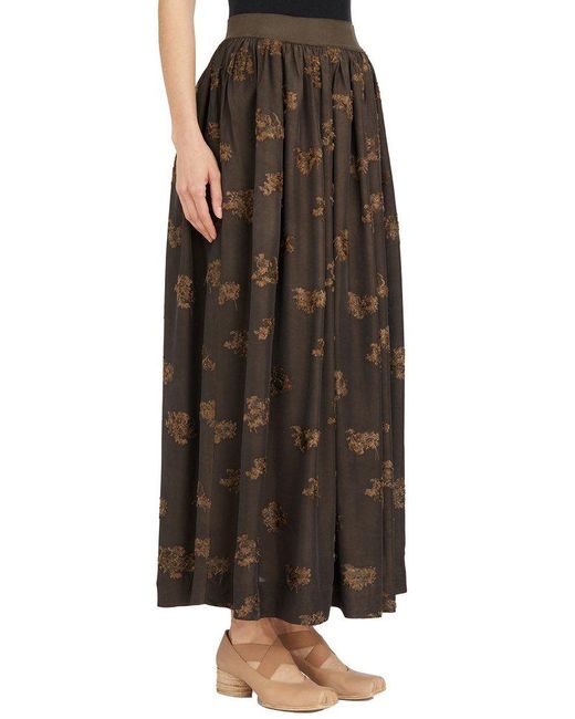 Uma Wang Brown Gillian Pattern Jacquard Midi Skirt