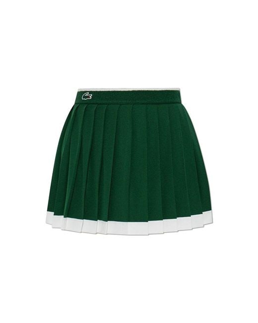 Lacoste Green Shorts With Pleated Inset