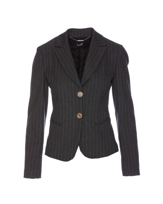 Liu Jo Black Single Breasted Striped Blazer