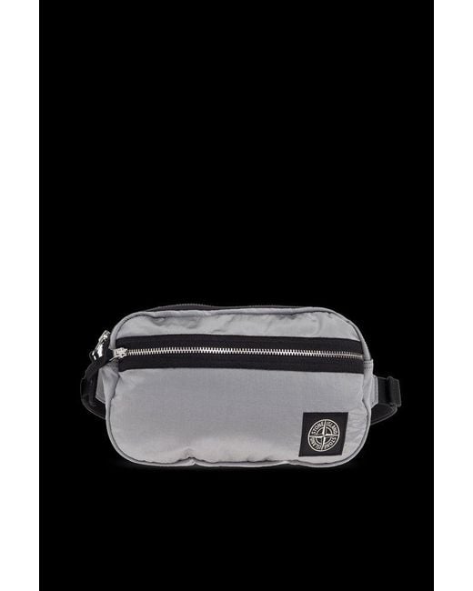 Stone Island Black Logo Patch Belt Bag for men