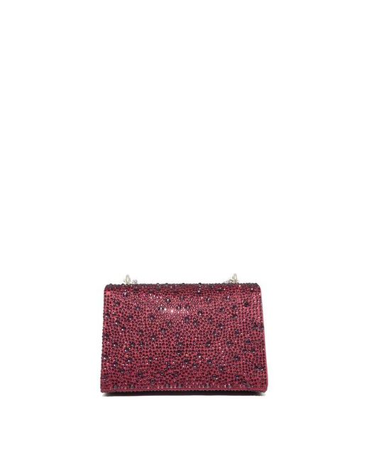 Gedebe Purple All-over Embellished Chained Clutch Bag