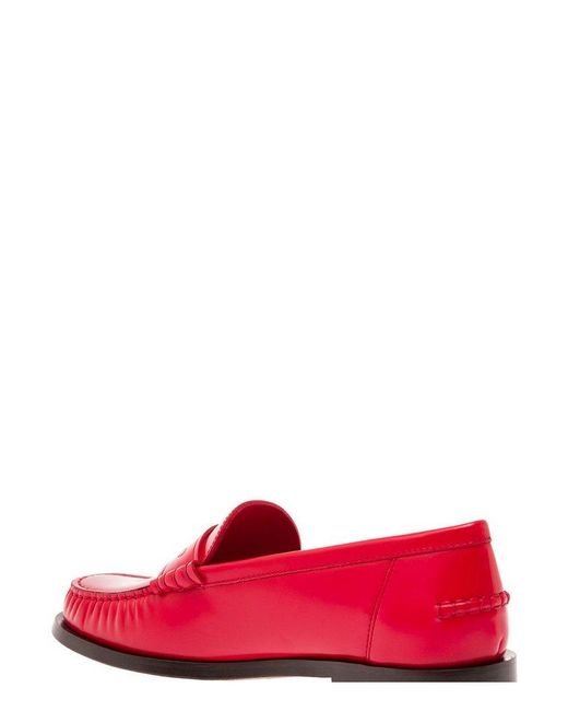 Ferragamo Red Loafers With Embossed Logo