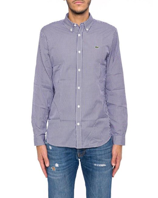 Lacoste Purple Regular Fit Checked Shirt for men