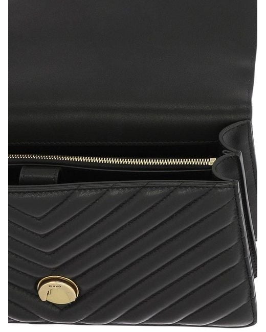 Pinko Black Leather Classic Icon Love Bag
