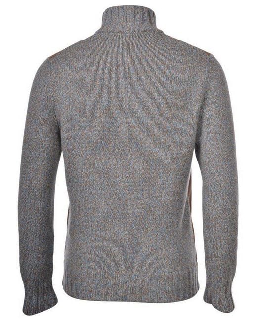 Gran Sasso Brown Zipped Panelled Cardigan for men