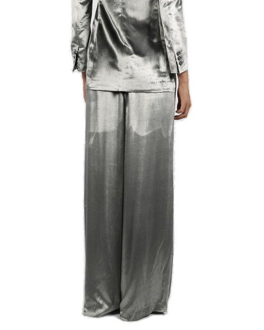 RED Valentino Gray Red High Waist Wide Leg Trousers