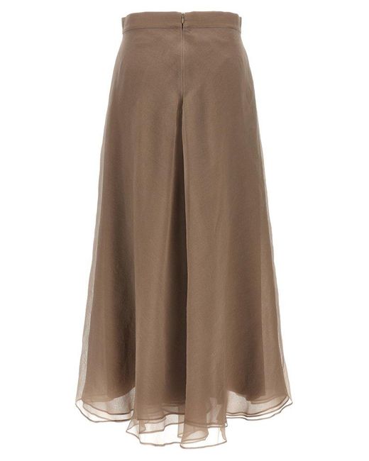 Brunello Cucinelli Brown Paneled Circle Midi Skirt