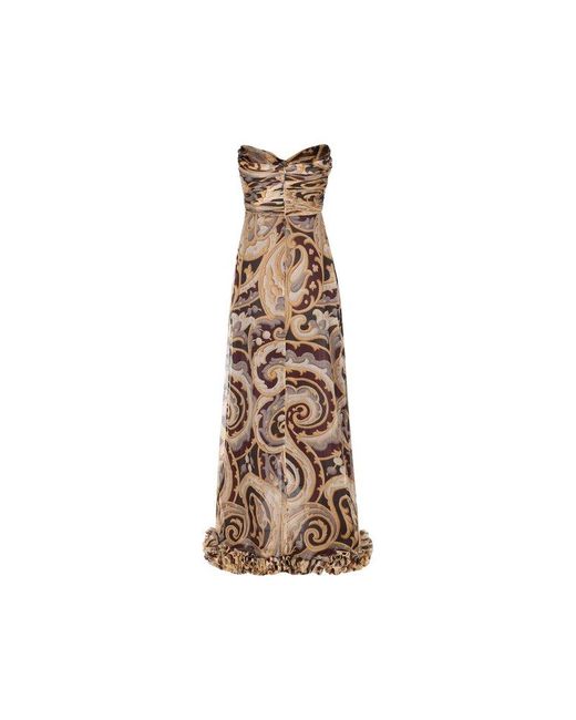 Etro Natural Ruched-Detailed Sleeveless Maxi Dress