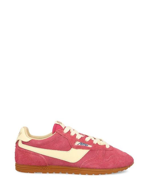 Autry Pink Windspin Lace-Up Sneakers