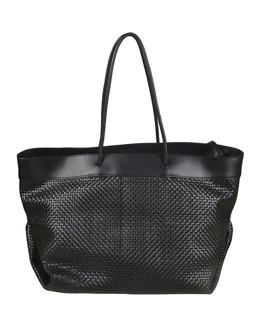 Moschino Black Logo Printed Braid-detailed Tote Bag