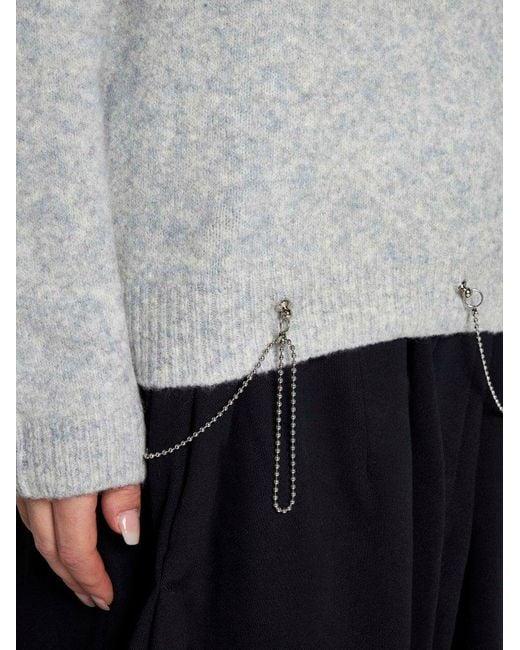 Random Identities Gray Chain Detail Sweater for men