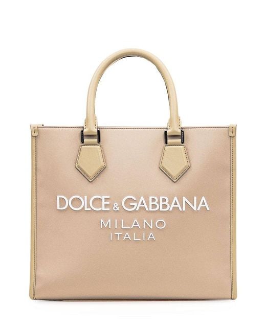 Dolce & Gabbana Natural Logo Printed Top Handle Tote Bag for men