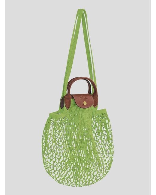 Longchamp Green Le Pliage Filet Top Handle Bag