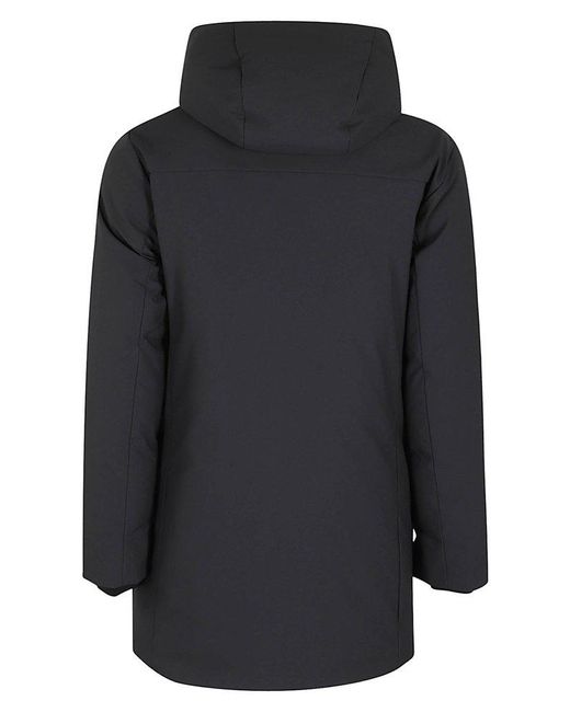 Save The Duck Black Logo Patch Hooded Coat for men