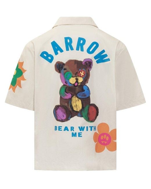 Barrow White Logo-printed Short-sleeved Shirt for men
