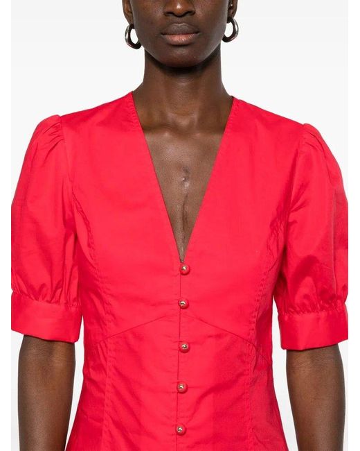 Twinset Red Button-Front Midi Dress