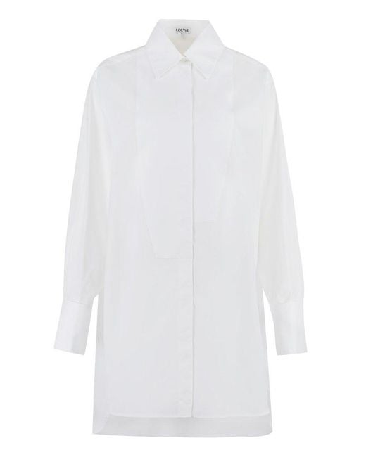 Loewe Cotton Plastron Long-sleeved Shirt in White | Lyst