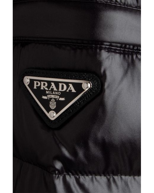 Prada Synthetic Triangle Logo Puffer Jacket in Black for Men Save 6