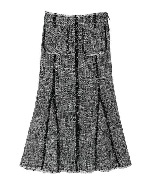 MSGM Gray Flared Midi Skirt