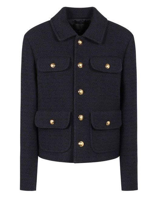 Nili Lotan Blue Paola Button Front Jacket