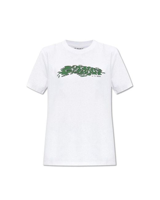 Ganni White T-shirt With Logo,