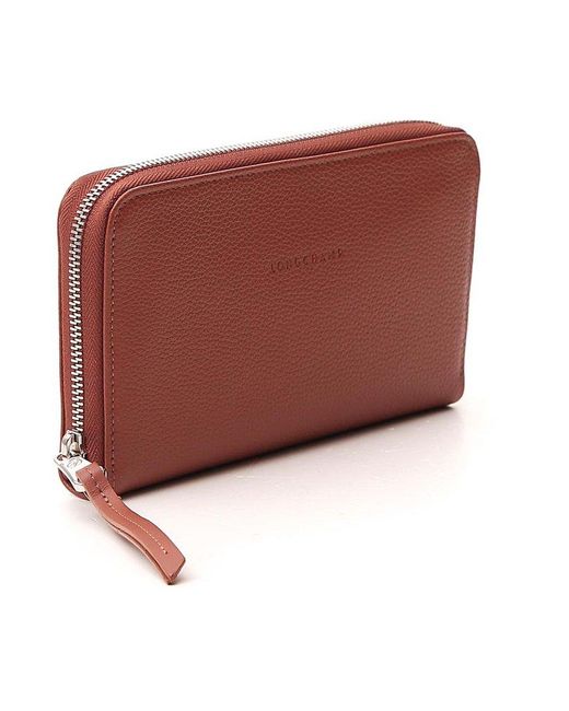 Longchamp Red Zipped Continental Wallet