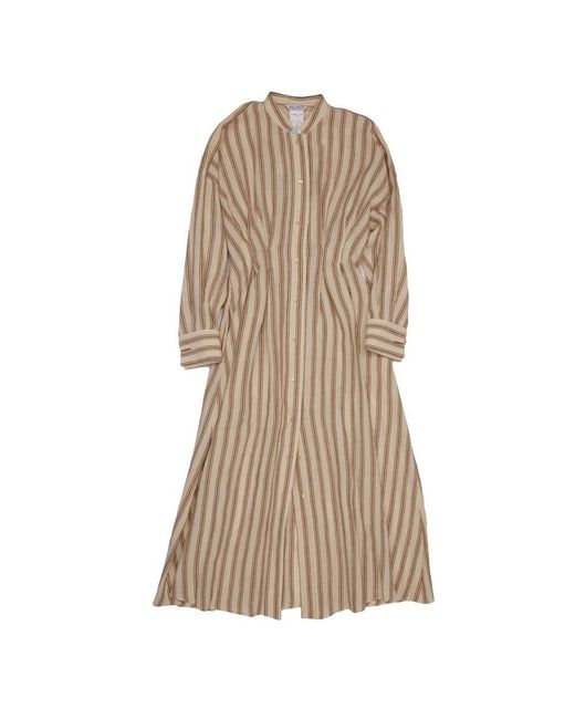 Max Mara Natural Yole Striped Long-sleeved Dress