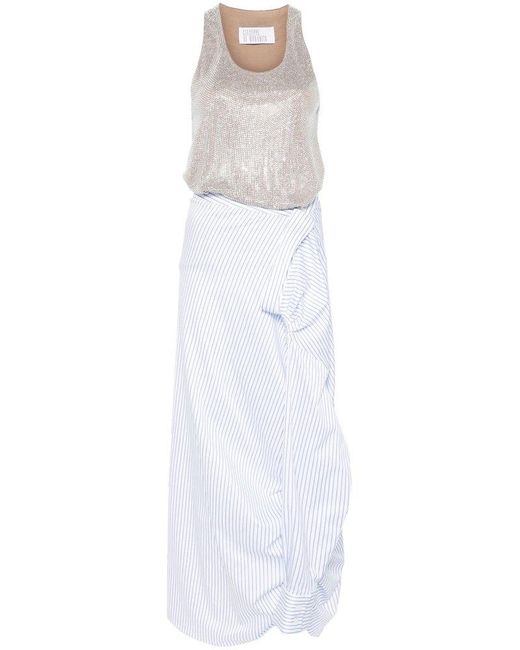 GIUSEPPE DI MORABITO White Striped Sequin Dress