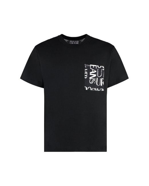 Versace Black Logo Printed Crewneck T-shirt for men