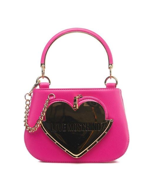Love Moschino Pink Logo Plaque Mini Tote Bag