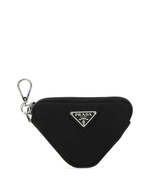 Prada Black Re-nylon Triangle Pouch Keyring for men