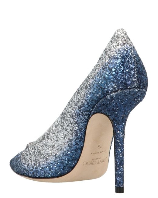 Jimmy Choo Leather Love 85 Glitter Pumps in Light Blue (Blue) Save 53