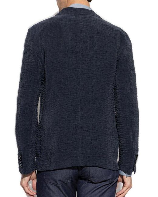 Giorgio Armani Blue Single-Breasted Long-Sleeved Blazer for men