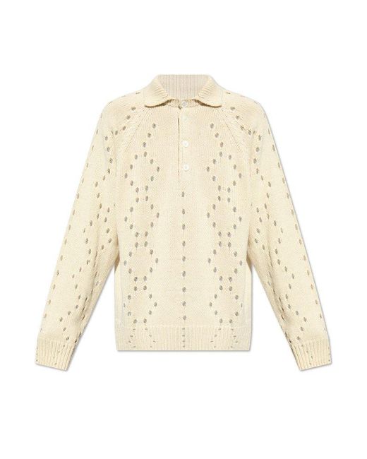 Givenchy Natural Openwork Sweater With Collar, for men