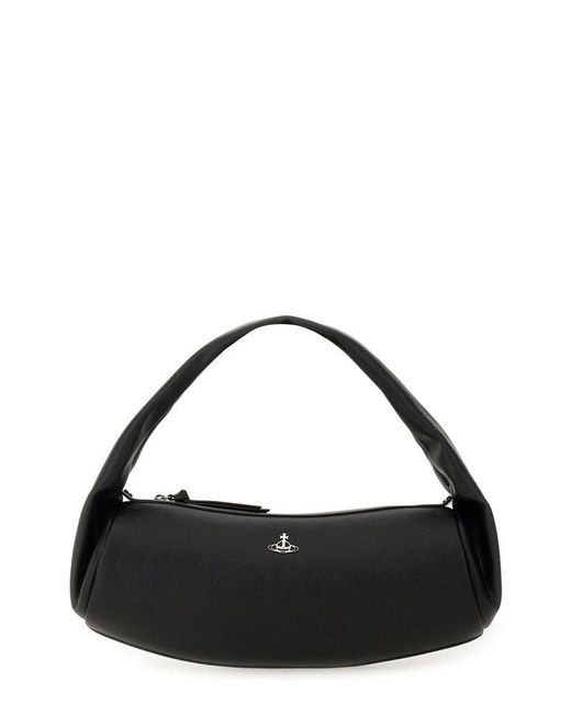 Vivienne Westwood Logo Patch Zipped Shoulder Bag in Black | Lyst
