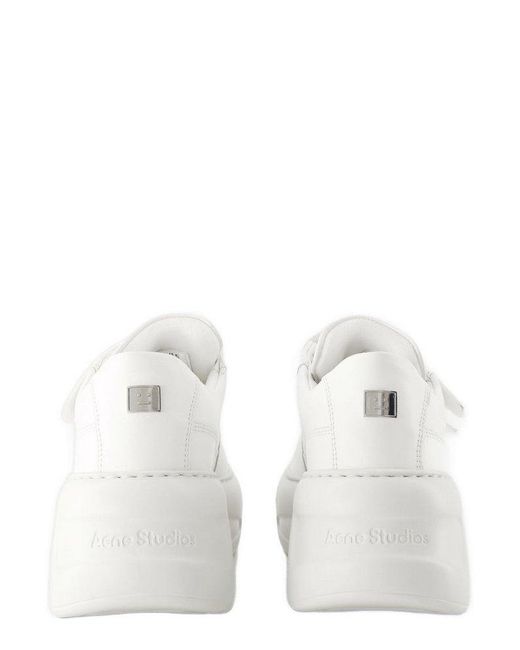 Acne White Velcro Strap Platform Sneakers