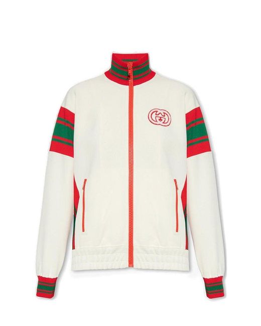 Gucci Interlocking G Zip-up Track Jacket in Red | Lyst