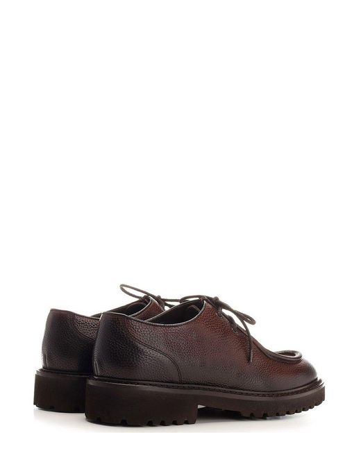 Doucal's Brown Almond Toe Lace-up Shoes for men