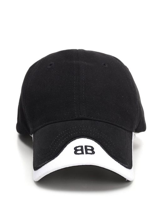 Balenciaga Black Bb Logo Cotton Peak Cap for Men Lyst Canada