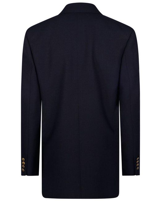 Saint Laurent Blue Double-breasted Long-sleeved Jacket