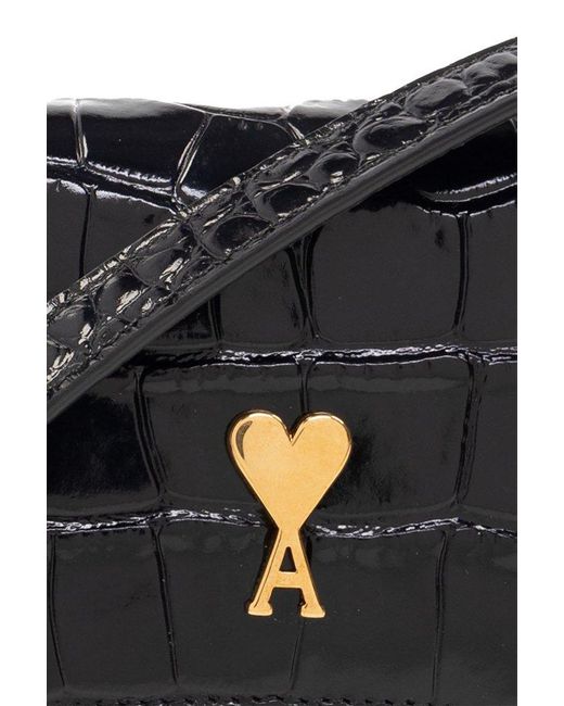AMI Black Paris Logo Plaque Embossed Wallet