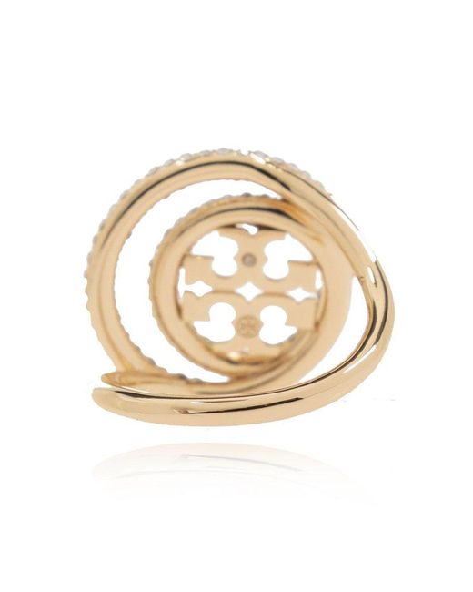 Tory Burch Metallic 'miller' Ring With Logo,