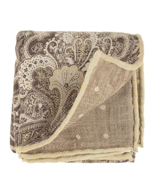 Brunello Cucinelli Natural Double-Sided Silk Clutch Bag With Paisley Design for men