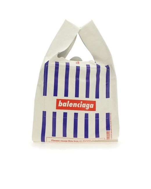 Balenciaga White Logo Printed Monday Shopper Bag for men