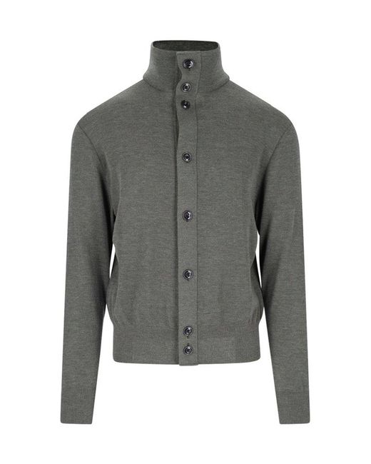 Lemaire Gray Convertible Collar Cardigan Sweater for men