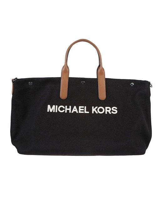 Michael Kors Black Brooklyn Logo Embroidered Large Tote Bag for men