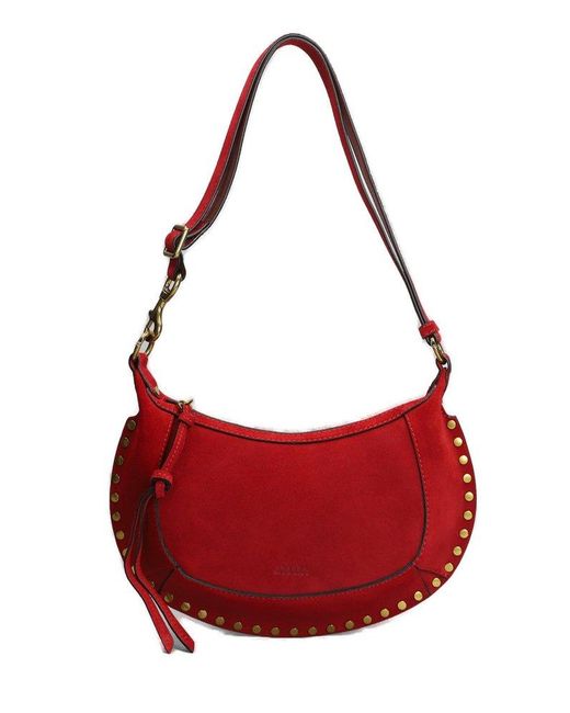 Isabel Marant Red Oskan Moon Zipped Medium Shoulder Bag