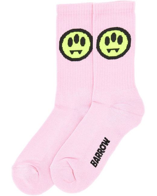 Barrow Pink Logo Intarsia Ankle Socks